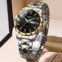 Thumbnail for 1pc Stainless Steel Strap Men's Roman Numerals Dial Rhinestones Multifunctional Watch, Ideal For Birthday, Holiday Gifts