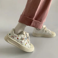 Thumbnail for Spring Sports Running White Chunky Sneakers Women Shoes Platform Loafers Lace Up Flats Trend Spring Casual  Vulcanized Shoes