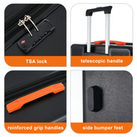 Thumbnail for Contrast Color Hardshell Luggage 24inch Expandable Spinner Suitcase with TSA Lock Lightweight Black + ABS