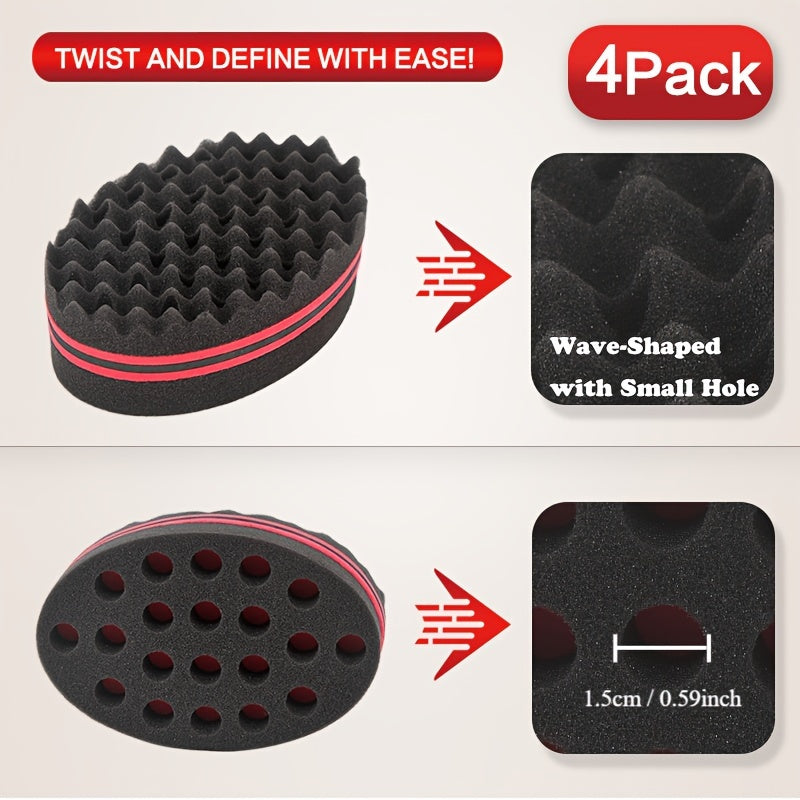 4pcs Magic Twist Hair Sponges Set, Big Holes Sponge Brush For Hair, Curling Sponge Glove For Men Women Curls With Metal Pick - Update Avenue