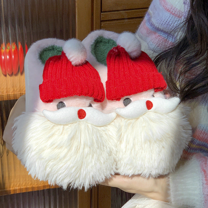 Cute Christmas Santa Claus Home Slippers Winter Warm Indoor Non-slip Floor Plush Shoes For Women - Update Avenue