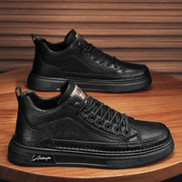 Thumbnail for Breathable and waterproof Korean style shoes for men, trendy and versatile black leather shoes, sports and casual board shoes