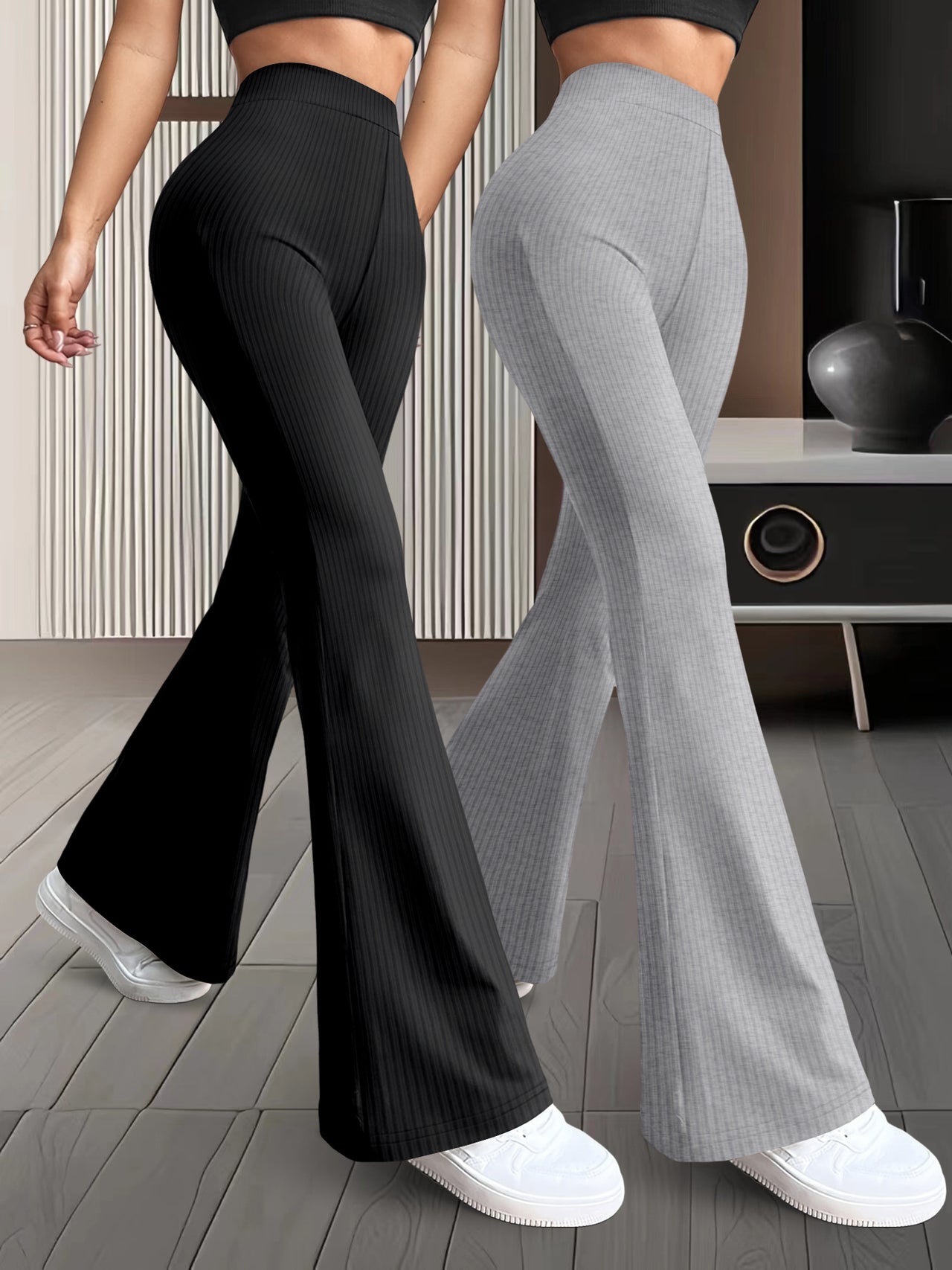 K11 Two-piece Women's Solid Color High Waist Elastic Leggings Fitness Yoga Pants Versatile Casual Trousers - Update Avenue