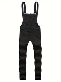 Thumbnail for Men's Trendy Ripped Slim Fit Fashion Denim Suspender Bib Overalls, Men's Fashion Cargo Jumpsuit With Pockets For Outdoor - Update Avenue