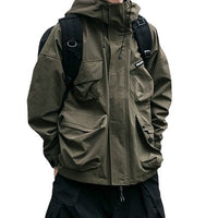 Thumbnail for Hooded Jacket Men's Loose Three-dimensional Pocket Functional Windproof Jacket Casual Clothing