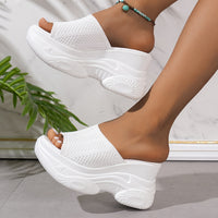 Thumbnail for Women's Open Toe Platform Sandals - Chic Lightweight Slip-On, Breathable Knit Casual Fashion Wedges - Update Avenue