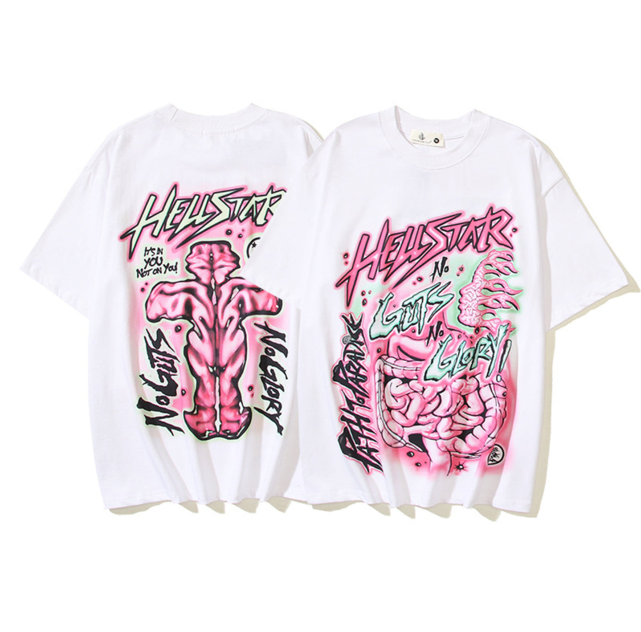 24SS US -style new tide  -sleeved Tshirt letter graffiti printed loose the same semi -sleeve tide - Update Avenue