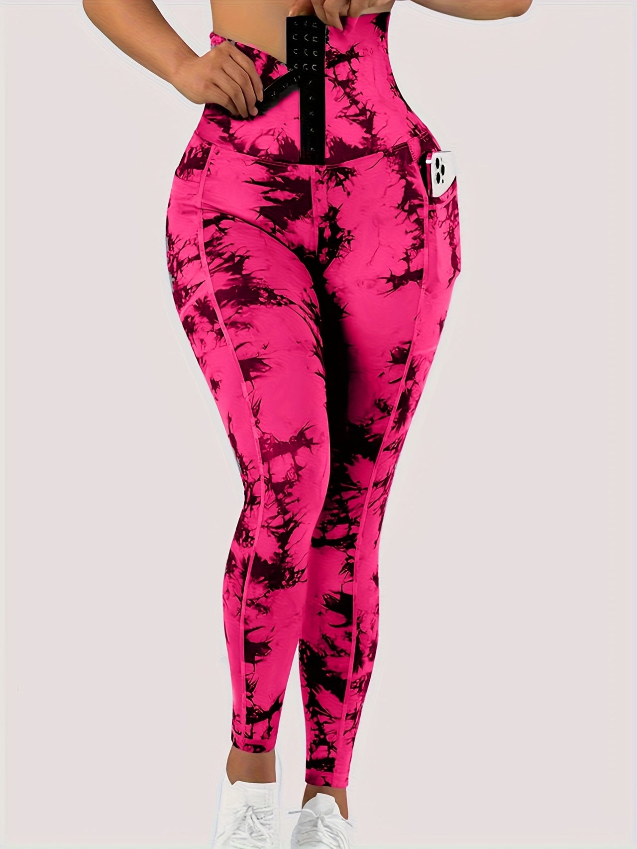 Tie Dye Tummy Control Fitness Gym Sports Leggings, High Waist Yoga Workout Running Butt Lifting Tight Pants, Women's Activewear Wide Waistband - Update Avenue