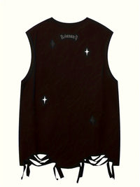 Thumbnail for Retro Embroidery Men's Ripped Sleeveless Cotton Comfy Crew Neck Tank Top For Summer Outdoor - Update Avenue