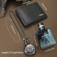 Thumbnail for 3pcs Men's Fashion Set: Vintage-Inspired Watch, Casual Wallet & Perfume - Perfect Gift for Him