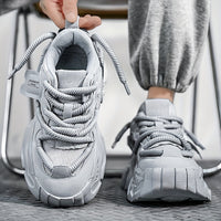 Thumbnail for Sporty Chic, Men's Breathable Mesh Sneakers - Trendy, Versatile Sneakers with Height Boost for Running & Casual Wear, Lace-Up, All-Season