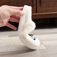 Thumbnail for Winter Home Slippers For Women Cute Cotton Slippers Embroidery Houseshoes Cozy Fluffy House Retro Shoes Indoor Slide Shoes