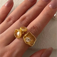 Thumbnail for Ring, Golden Pearl, Retro Couple, Creative Wings Design, Thai Silver Party, Jewelry, Birthday Gift