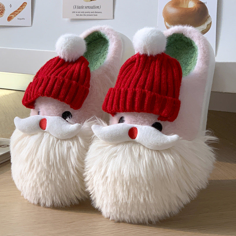 Cute Christmas Santa Claus Home Slippers Winter Warm Indoor Non-slip Floor Plush Shoes For Women - Update Avenue