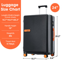 Thumbnail for Contrast Color Hardshell Luggage 24inch Expandable Spinner Suitcase with TSA Lock Lightweight Black + ABS