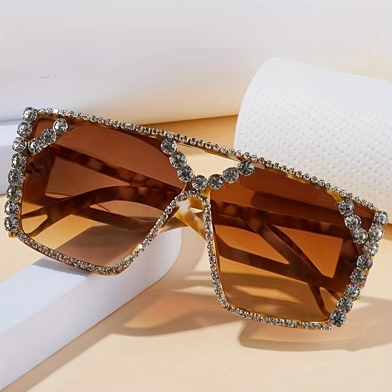 Oversized Square  For Women Luxury Rhinestone Fashion Gradient Shades Props For Costume Party Prom fashion glasses