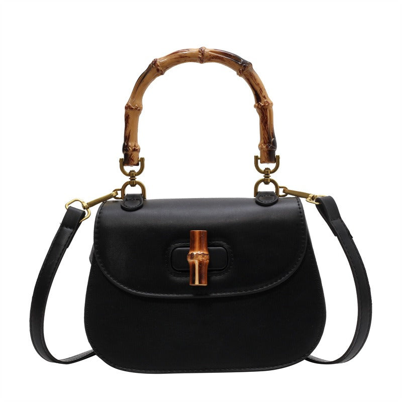 Handheld bamboo bag women's shoulder bag retro saddle bag