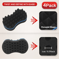 Thumbnail for 4pcs Magic Twist Hair Sponges Set, Big Holes Sponge Brush For Hair, Curling Sponge Glove For Men Women Curls With Metal Pick - Update Avenue