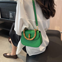 Thumbnail for Handheld bamboo bag women's shoulder bag retro saddle bag