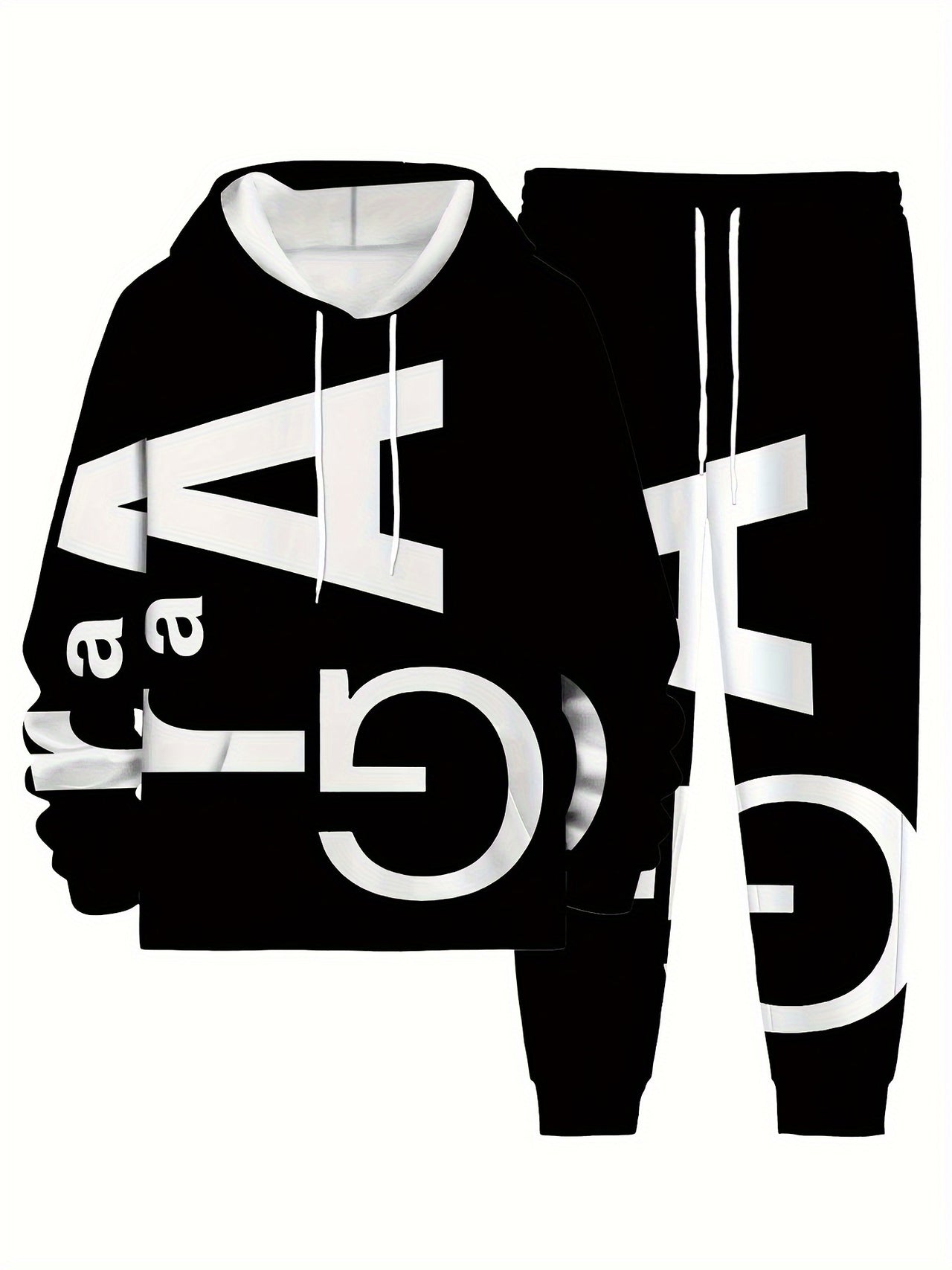 Men's 2pcs Casual Letter Print Hoodie Sweatshirt Set For Spring/Autumn, Long Sleeve Drawstring Pullover With Pockets And Jogger Pants - Update Avenue