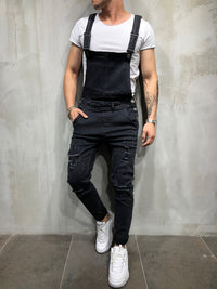 Thumbnail for Men's Trendy Ripped Slim Fit Fashion Denim Suspender Bib Overalls, Men's Fashion Cargo Jumpsuit With Pockets For Outdoor - Update Avenue