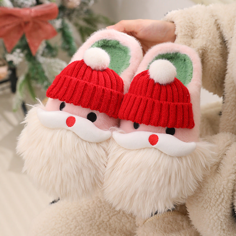 Cute Christmas Santa Claus Home Slippers Winter Warm Indoor Non-slip Floor Plush Shoes For Women - Update Avenue