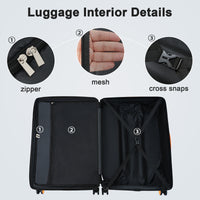 Thumbnail for Contrast Color Hardshell Luggage 24inch Expandable Spinner Suitcase with TSA Lock Lightweight Black + ABS