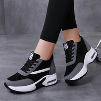 Thumbnail for Women's Lace-up Front Chunky Sneakers With Air Cushion, Fashion Platform Sneakers With Hidden Heel For Outdoor Walking - Update Avenue