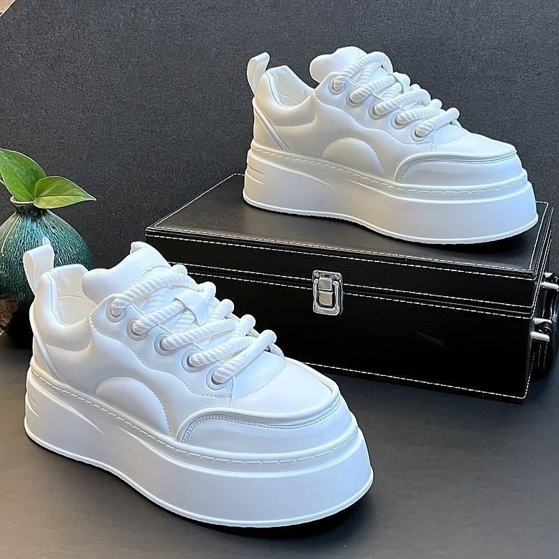 Men's Stylish White Sneakers - Comfortable, Durable & Versatile for Casual Wear, Skateboarding & Outdoor Activities