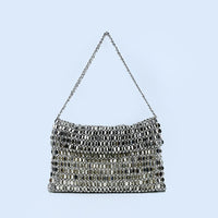 Thumbnail for Retro metal sequin silver bag women's bag hand woven high-end feel handbag shoulder and armpit bag