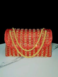 Thumbnail for Evening gown socialite diamond handbag with diamond inlaid chain cheongsam bag crossbody