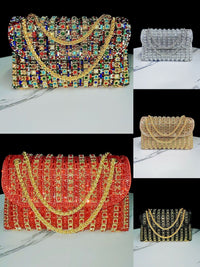 Thumbnail for Evening gown socialite diamond handbag with diamond inlaid chain cheongsam bag crossbody