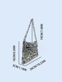 Thumbnail for Retro metal sequin silver bag women's bag hand woven high-end feel handbag shoulder and armpit bag