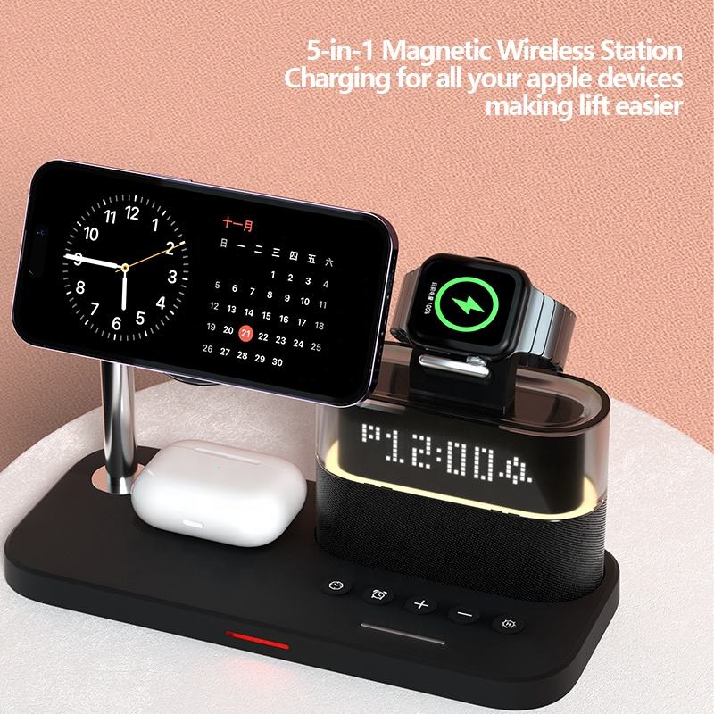 Magnetic wireless charger 3-in-1 wireless charging clock wireless charger suitable for Apple 3-in-1 wireless charging