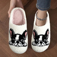 Thumbnail for Winter Home Slippers For Women Cute Cotton Slippers Embroidery Houseshoes Cozy Fluffy House Retro Shoes Indoor Slide Shoes