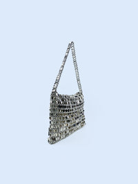 Thumbnail for Retro metal sequin silver bag women's bag hand woven high-end feel handbag shoulder and armpit bag