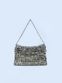 Thumbnail for Retro metal sequin silver bag women's bag hand woven high-end feel handbag shoulder and armpit bag