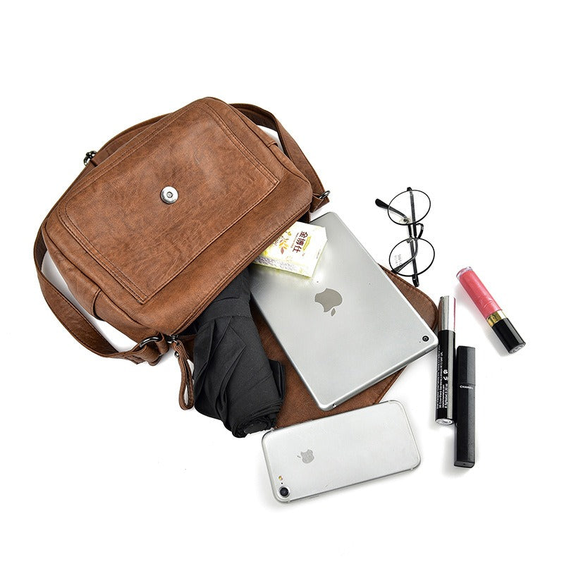 Soft leather trendy retro crossbody fashion bag