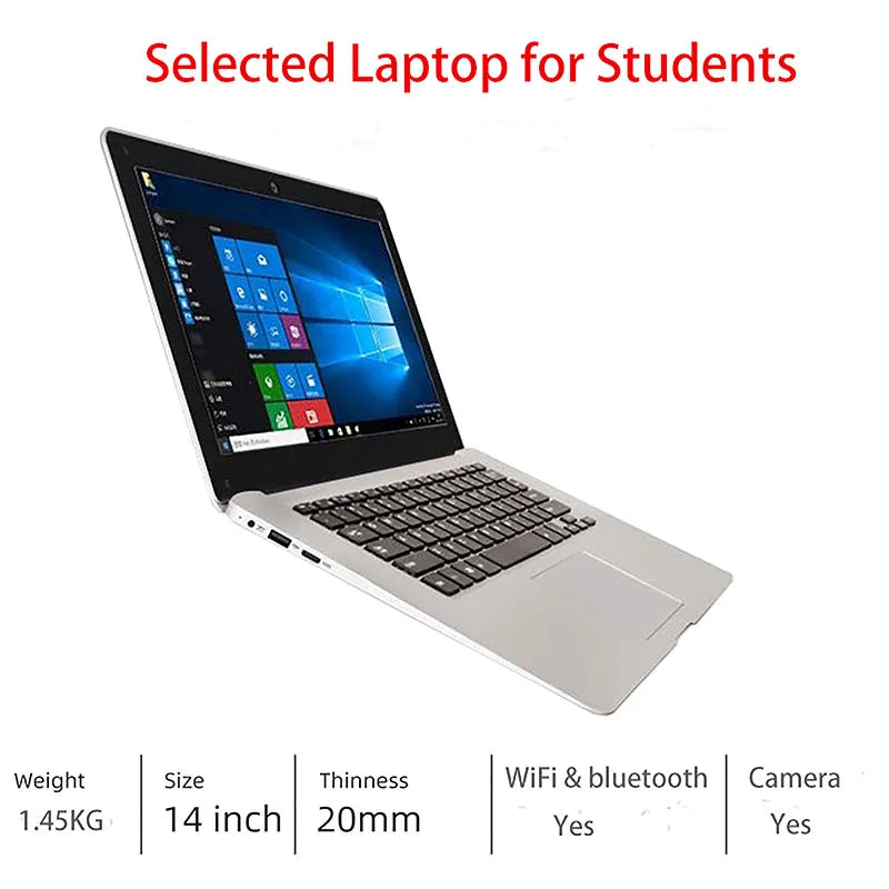 14 inch Cheap Laptops 6GB RAM maxi 512GB SSD / 1TB HDD School Notebook WiFi Bluetooth  Windows 10 Portabl Laptop Computer