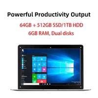 Thumbnail for 14 inch Cheap Laptops 6GB RAM maxi 512GB SSD / 1TB HDD School Notebook WiFi Bluetooth  Windows 10 Portabl Laptop Computer