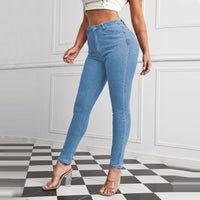 Thumbnail for ins style high waist peach hip jeans women's european and american pencil pants women's pants stretch denim hip lift pants women's cow