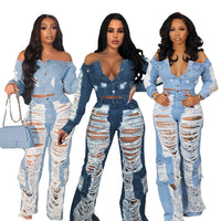 Thumbnail for New women's jeans F88493 spot European and American Amazon fashion casual ripped cross-border jeans