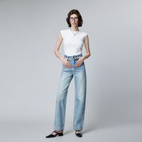 Thumbnail for High-end 2024 jeans women's autumn light luxury retro big cow fabric thin three-color high-waisted straight pants tile blue