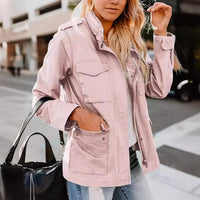 Thumbnail for Cross-border European and American new women's fashion loose zipper multi-pocket lapel jacket long sleeve hooded jacket LYY029