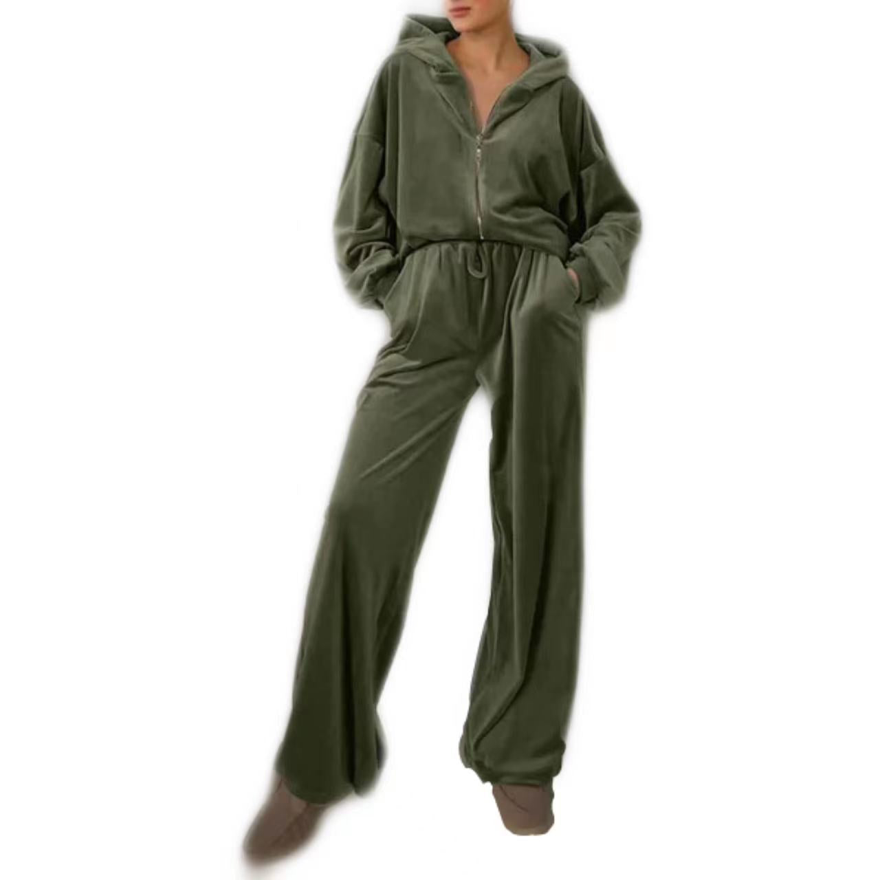 2024 European and American cross-border fashion cardigan, satin ladies long sleeve loungewear, loose casual trousers, pajamas two-piece set