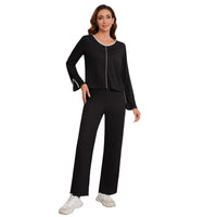 Thumbnail for Cross-border European and American women's long-sleeved simple casual two-piece set women's Женская одежда