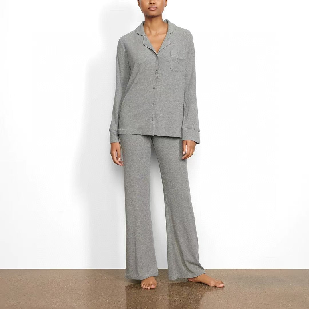 Kardashian pajamas ladies threaded modal long sleeve trousers tall loungewear set comfortable to wear on the outside