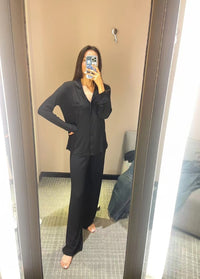 Thumbnail for Kardashian pajamas ladies threaded modal long sleeve trousers tall loungewear set comfortable to wear on the outside