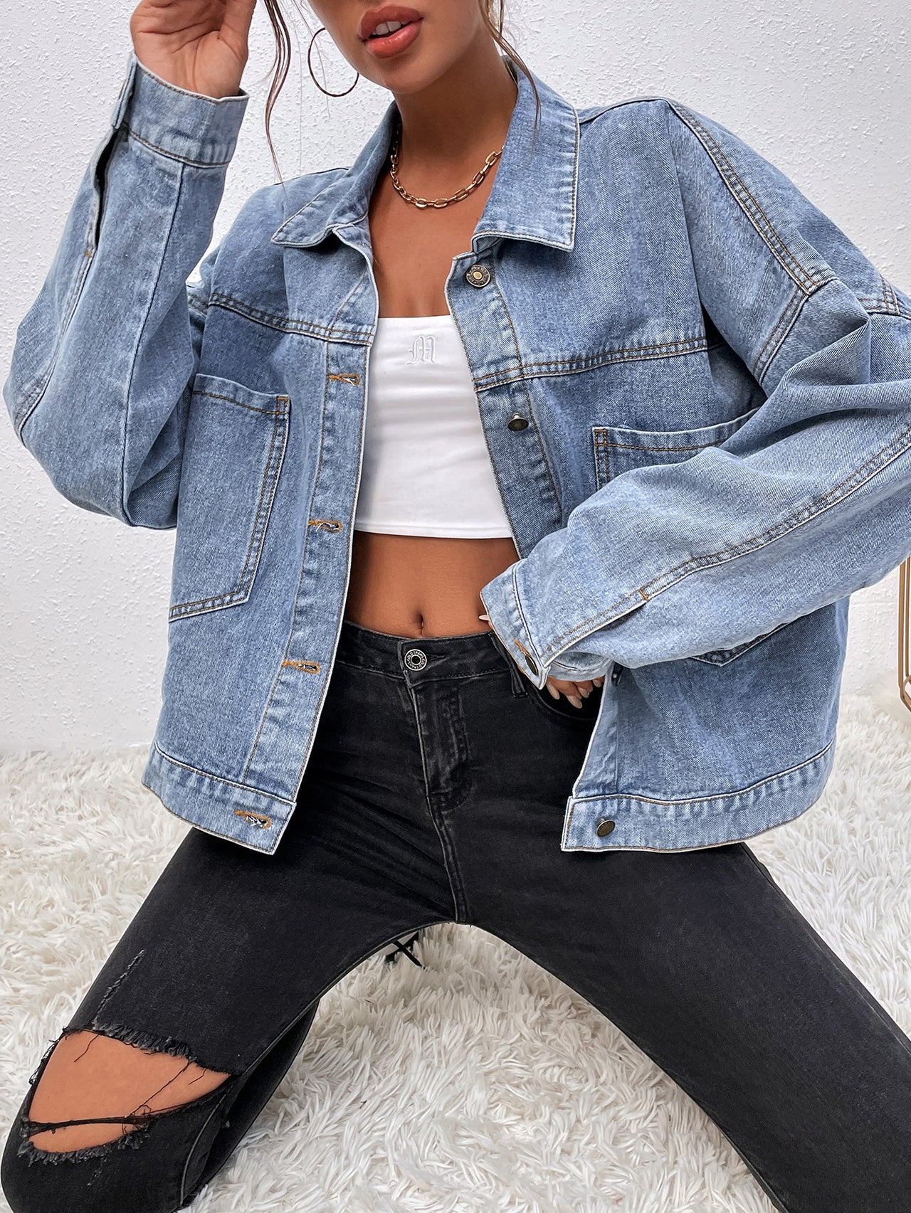 B-20056 European and American hot selling hot women's retro casual sports wash ins jacket denim jacket women's autumn and winter