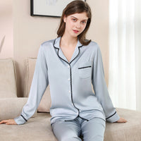 Thumbnail for Pajamas Women's Spring and Autumn Long Sleeved Ice Silk Thin Sexy Lace Set 2024 New Couple Silk Loungewear Summer